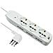 62048 Multipresa 9 Posti 3 Polivalenti (schuko + 10/16a) + 6 Bivalenti 10/16a, Colore Bianco, Cavo 2 M - Spina Piccola 10a - Foto miniatura 4