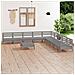 Set Divani Da Giardino 10 Pz In Legno Massello Di Pino Grigio - Foto miniatura 1