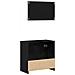 Mobile da Bagno con Specchio Rovere Nero in Legno Multistrato - Foto miniatura 2