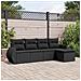 Set Divani da Giardino 5 pz con Cuscini in Polyrattan Nero - Foto miniatura 2