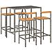 Set Bar Giardino 5pz Grigio Polyrattan e Legno Massello Acacia - Foto miniatura 3