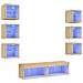 Mobili TV a Muro con LED 8pz Rovere Sonoma Legno Multistrato - Foto miniatura 1