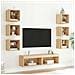 Mobili TV a Muro con LED 8pz Rovere Sonoma Legno Multistrato - Foto miniatura 3