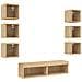 Mobili TV a Muro con LED 8pz Rovere Sonoma Legno Multistrato - Foto miniatura 5