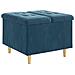Pouf contenitore con cuscino Blu 60 x 60 x 45 cm Velluto - Foto miniatura 1