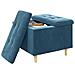 Pouf contenitore con cuscino Blu 60 x 60 x 45 cm Velluto - Foto miniatura 3