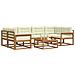 Set di divani da esterno con cuscino 7 pcs Naturale e Crema - Foto miniatura 3