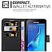 Custodia Compatibile Con Samsung Galaxy J3 / J3 Duos 2016 In Nero Carbone - Coperchio Protettiva Con Chiusura Magnetica, Funzione Stand E Tasca Per Le Carte - Foto miniatura 4