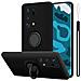 Custodia Compatibile Con Huawei P40 Pro+ In Liquid Nero - Coperchio Protettivo In Silicone Tpu Flessibile Con Anello - Foto miniatura 1