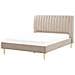 Letto Con Rete A Doghe Velluto Beige Sabbia E Oro 180 X 200 Marville - Foto miniatura 4