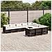 Set Divani da Giardino 10pz con Cuscini in Polyrattan Nero - Foto miniatura 7
