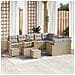 Set di divani da giardino  12 pezzi con cuscini beige in rattan poliestere, Set pranzo giardino  3 pezzi con cuscini beige in rattan poliestere - Foto miniatura 2