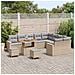 Set di divani da giardino  12 pezzi con cuscini beige in rattan poliestere, Set pranzo giardino  3 pezzi con cuscini beige in rattan poliestere - Foto miniatura 3