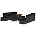 Set Divano da Giardino di 11 Pezzi con Cuscini Polyrattan Nero Acacia, Divano da Giardino di 2 Posti con Cuscini Polyrattan Nero, Set da Pranzo da Giardino di 3 Pezzi con Cuscini Polyrattan Nero Acacia - Foto miniatura 1