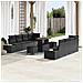 Set Divano da Giardino di 11 Pezzi con Cuscini Polyrattan Nero Acacia, Divano da Giardino di 2 Posti con Cuscini Polyrattan Nero, Set da Pranzo da Giardino di 3 Pezzi con Cuscini Polyrattan Nero Acacia - Foto miniatura 2
