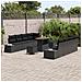 Set Divano da Giardino di 11 Pezzi con Cuscini Polyrattan Nero Acacia, Divano da Giardino di 2 Posti con Cuscini Polyrattan Nero, Set da Pranzo da Giardino di 3 Pezzi con Cuscini Polyrattan Nero Acacia - Foto miniatura 3