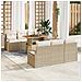 Set di Divani da Giardino  7 Pezzi con Cuscini Beige Rattan Poliestere, Divano da Giardino  2 Posti con Cuscini Beige Rattan Poliestere - Foto miniatura 2