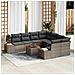 Set Divano da Giardino con cuscino 9 pcs Grigio Poly Rattan - Foto miniatura 2