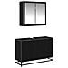 Set di mobili per il bagno 2 pcs Rovere Nero Legno multistrato - Foto miniatura 1