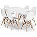 Tavolo rettangolare YURO 120x80 bianco + 6 sedie OSAKA bianche - Foto miniatura 1