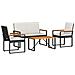 Set Mobili da Esterno 4 pcs Nero e Bianco Crema polyrattan - Foto miniatura 1
