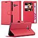 Custodia Compatibile Con Samsung Galaxy J3 / J3 Duos 2016 In Rosso Carminio - Coperchio Protettiva Con Chiusura Magnetica, Funzione Stand E Tasca Per Le Carte - Foto miniatura 1