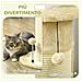 Albero Tiragraffi Per Gatti Fino 5kg Con 2 Palline In Sisal E Peluche, 34x25.5x58cm, Beige - Foto miniatura 4