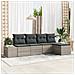 Set Divano da Giardino 5 Pezzi con Cuscini Grigio Chiaro Polyrattan - Foto miniatura 2