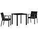 Set da Pranzo per Giardino 3 pcs Nero Poly Rattan - Foto miniatura 1