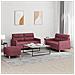 Set Di Divani 3 Pz Con Cuscini Rosso Vino In Tessuto - Foto miniatura 1