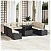 Set di divani da giardino da 10 pezzi con cuscini in polyrattan nero - Foto miniatura 2