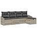 Set Divano da Giardino 5 Pezzi con Cuscini Grigio Chiaro Polyrattan - Foto miniatura 1