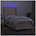 Letto a Molle con Materasso e LED Crema 90x190 cm in Tessuto - Foto miniatura 3