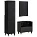 Set di Armadi da Bagno 3 pcs Nero Legno di mango massello - Foto miniatura 7