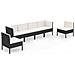 Set Divani Da Giardino 6 Pz Con Cuscini In Polyrattan Nero - Foto miniatura 1