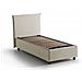 Letto Singolo Chiaraluna, Letto Contenitore Con Rivestimento In Tessuto, 100% Made In Italy, Apertura Frontale, Con Materasso Cm 90x190 Incluso, Beige - Foto miniatura 4