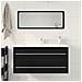 Mobile Lavabo Bagno Nero 100x38,5x48cm Legno Multistrato - Foto miniatura 2