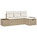 Set da giardino 4 pezzi con cuscini Beige Polirattan - Foto miniatura 1