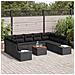 Set di Divani da Giardino da 10 Pezzi con Cuscini in Polyrattan Nero e Acacia - Foto miniatura 3