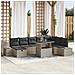 Set divani giardino da 9 pezzi con cuscini in polyrattan grigio chiaro - Foto miniatura 2