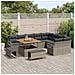 Set divano da giardino di 12 pezzi con cuscini in polyrattan grigio e acacia, Set da pranzo da giardino di 3 pezzi con cuscini in polyrattan grigio e acacia, Divano da giardino per due persone con cuscini in polyrattan grigio - Foto miniatura 3