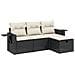 Set Divani da Giardino 4 pz con Cuscini Nero in Polyrattan - Foto miniatura 1