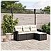 Set Divani da Giardino 4 pz con Cuscini Nero in Polyrattan - Foto miniatura 2