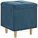 Pouf contenitore con cuscino Blu 40 x 40 x 45 cm Velluto - Foto miniatura 1
