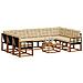 Set di divani da esterno con cuscino 10 pcs Naturale e Beige - Foto miniatura 3