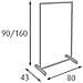 Stand Appendiabiti Allungabile Telescopico Singolo Con Ruote 80x43x90/160cm - Foto miniatura 4