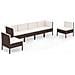 Set Divani Da Giardino 6 Pz Con Cuscini In Polyrattan Marrone - Foto miniatura 2