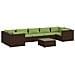 Set Divani Da Giardino 8 Pz Con Cuscini In Polyrattan Marrone - Foto miniatura 1