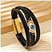 Bracciale In Pelle Intrecciata Fatto A Mano Per Uomo - Nero - Foto miniatura 4