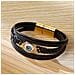 Bracciale In Pelle Intrecciata Fatto A Mano Per Uomo - Nero - Foto miniatura 5
